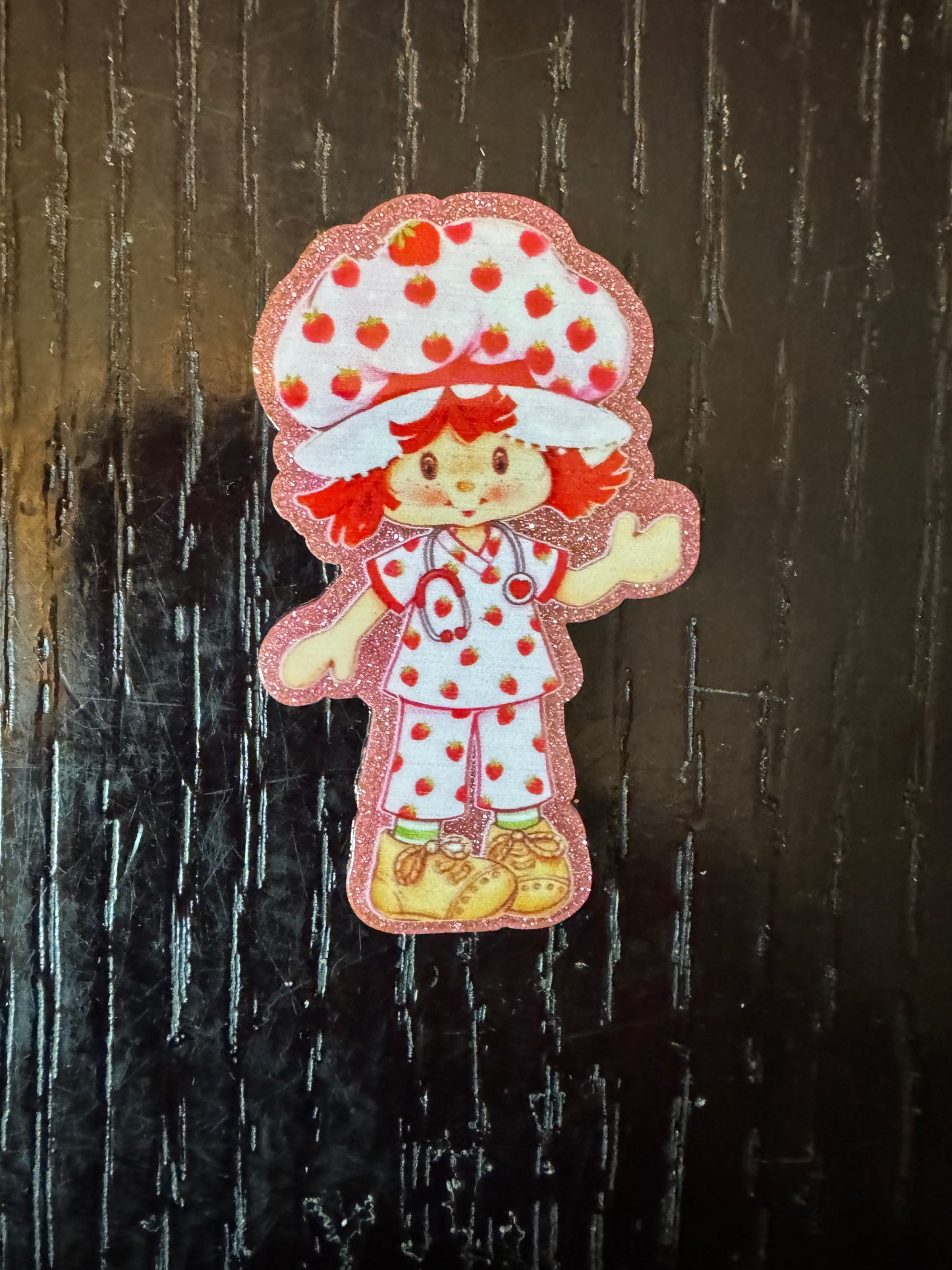 Strawberry shortcake nurse badge reel