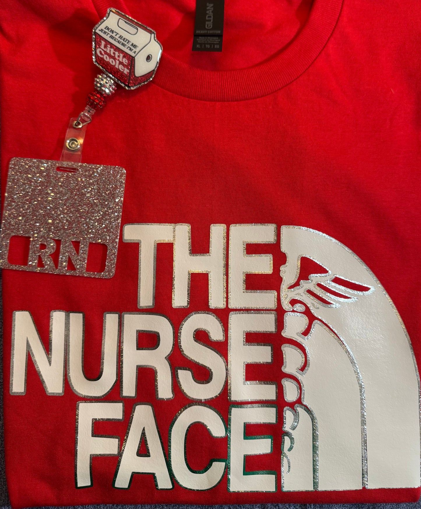The Nurse Face T-Shirt white & silver
