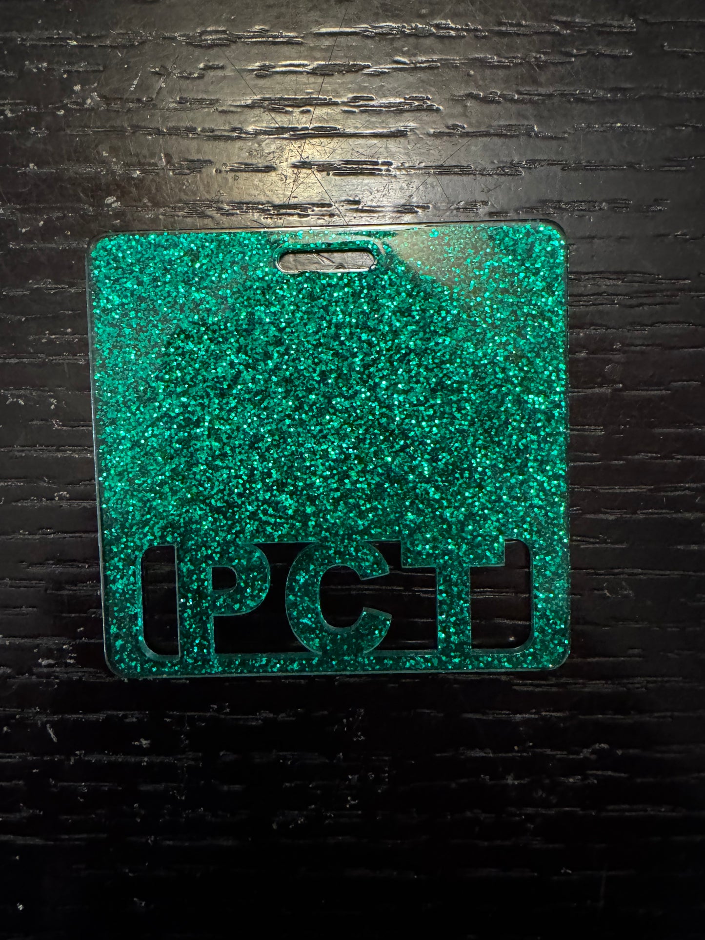 PCT Green glitter Badge Buddy