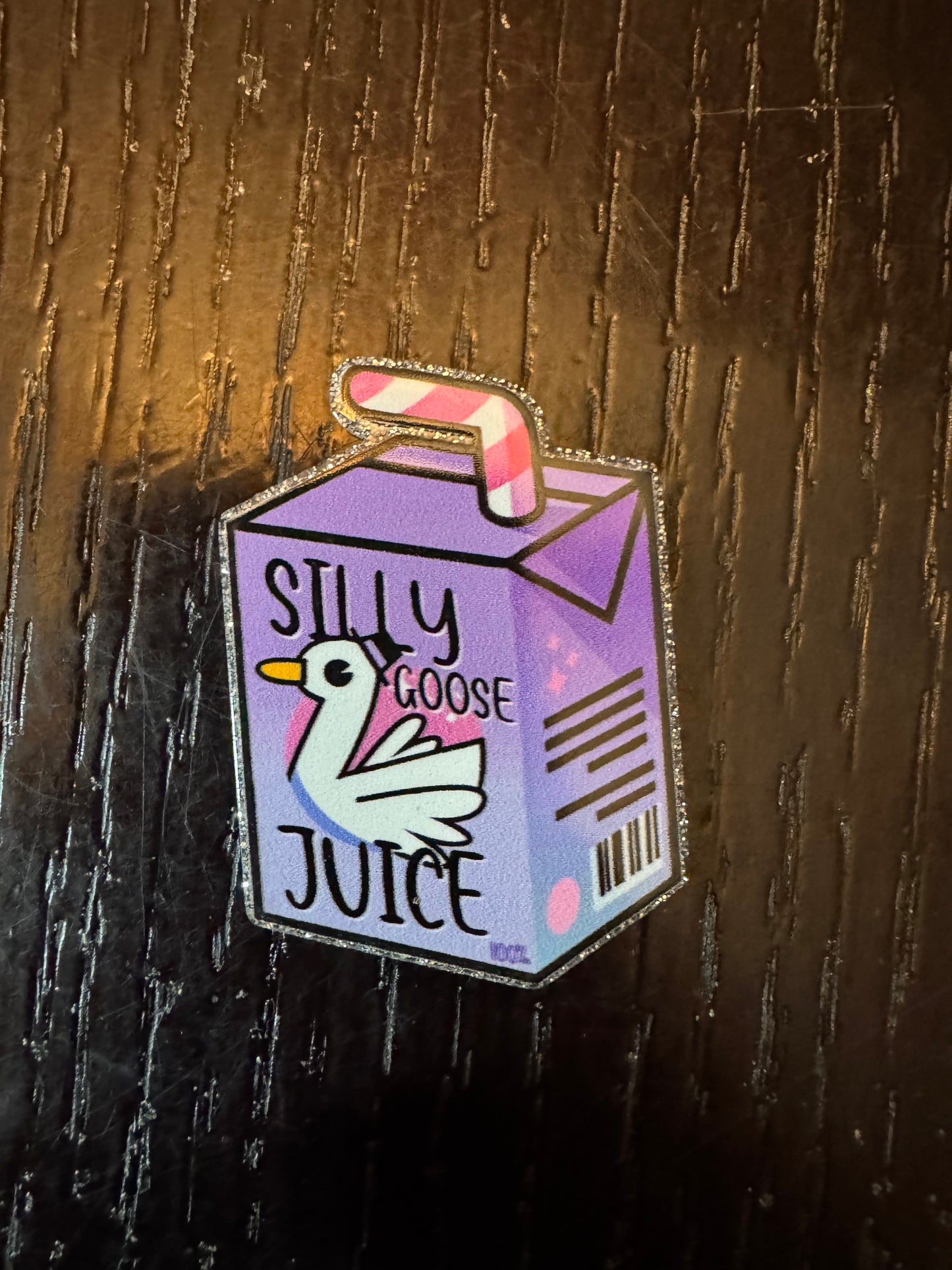 Silly goose juice badge reel