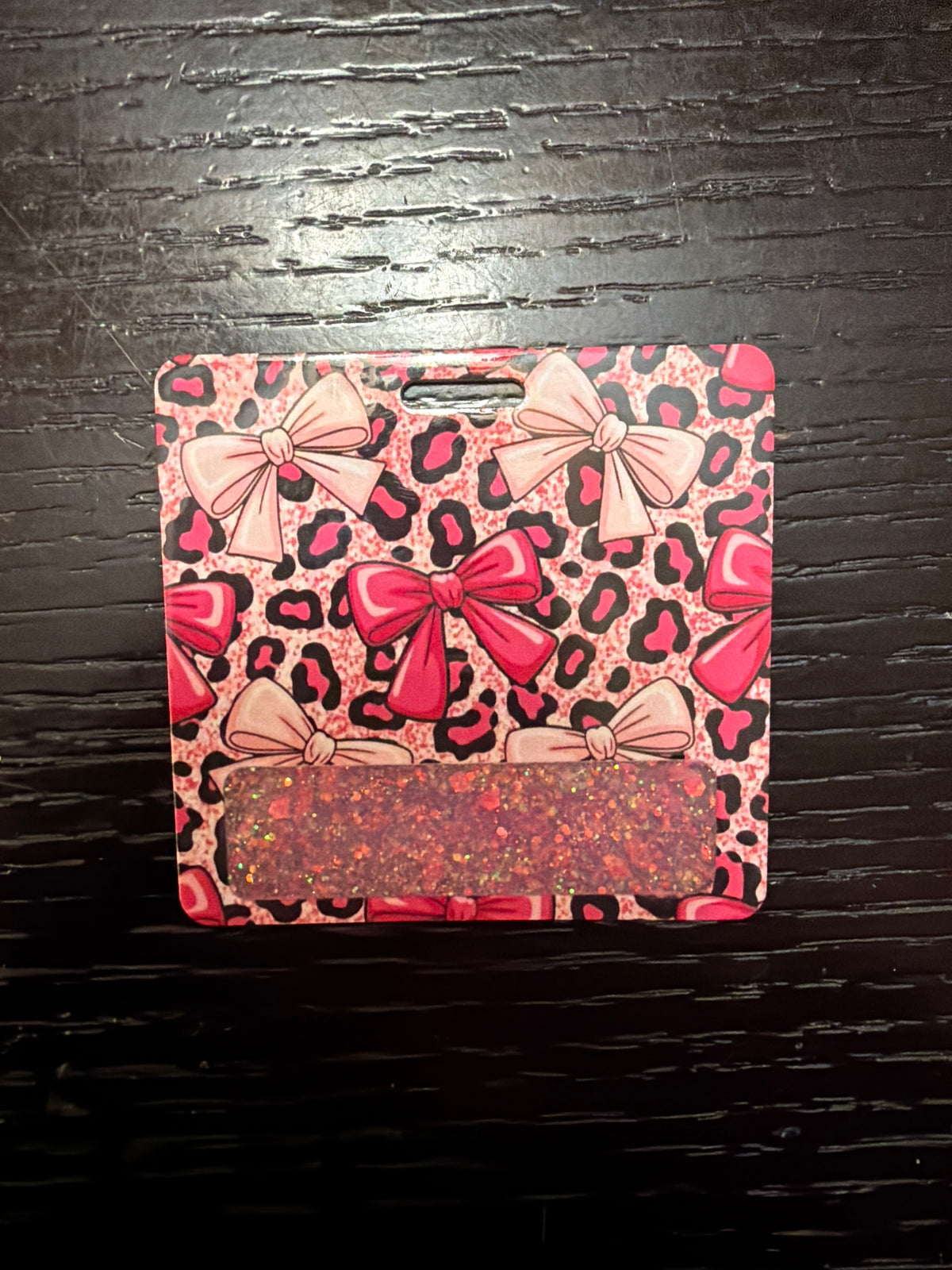 Leopard bow badge buddy