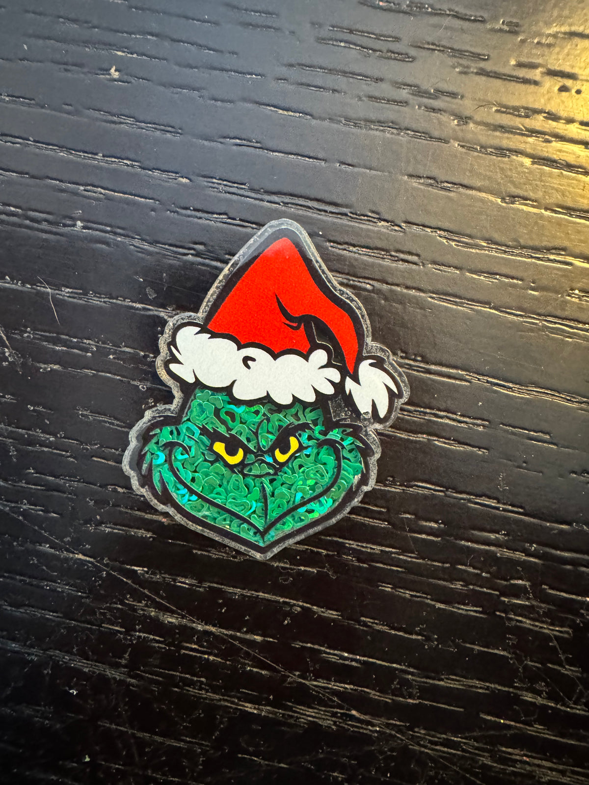 Christmas Grinch shaker badge reel