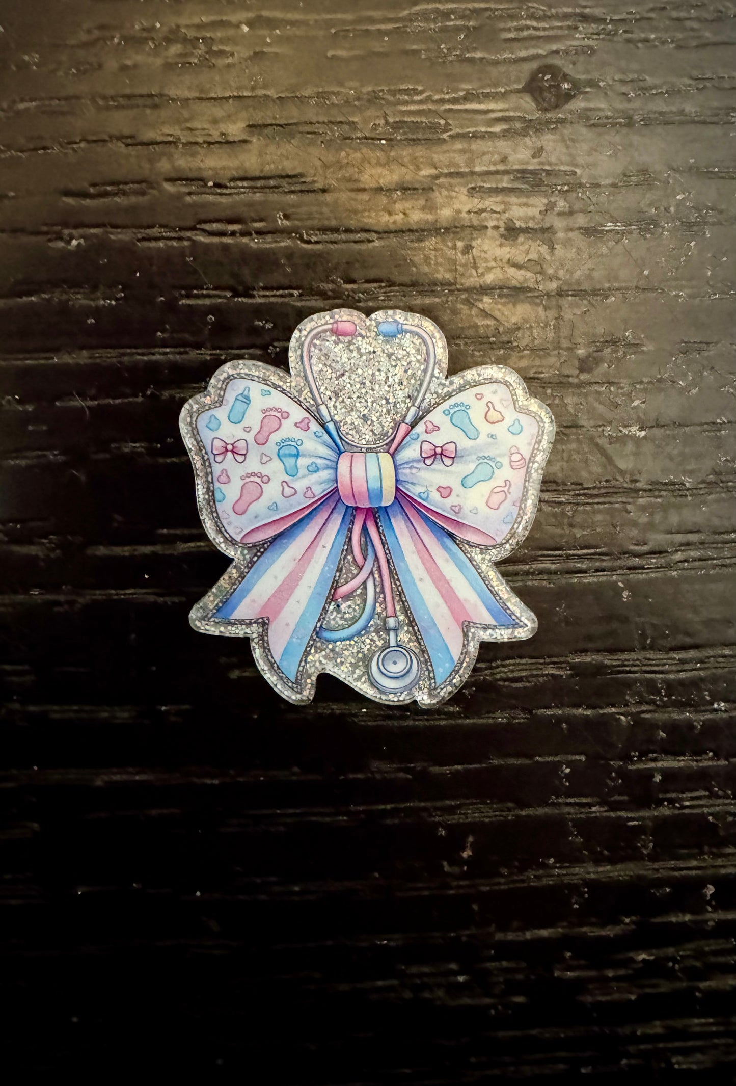 Baby feet badge reel