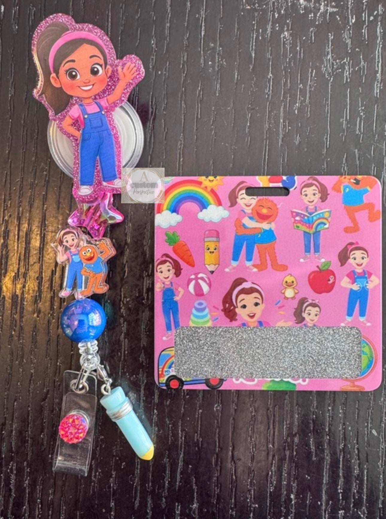 Ms. Rachel badge reel w/ charm & badge buddy