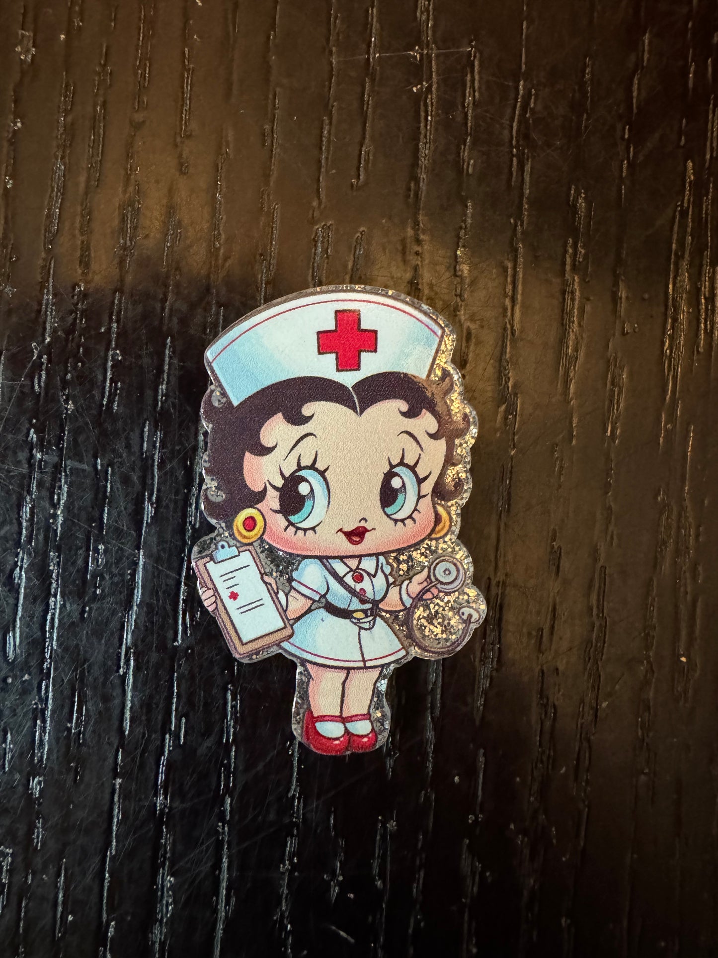 Betty Boop nurse badge reel
