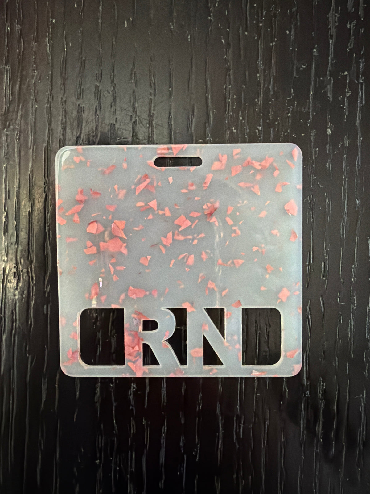 RN badge buddy (rose gold flakes)