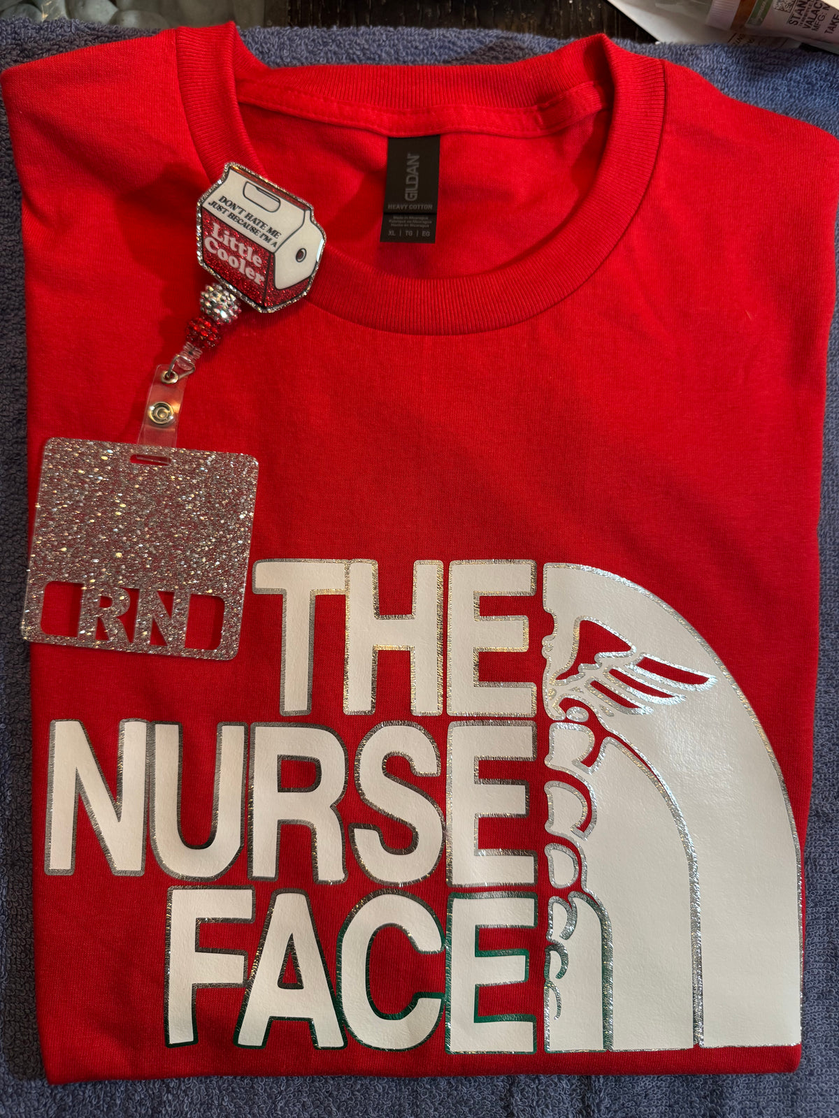 The Nurse Face T-Shirt white & silver