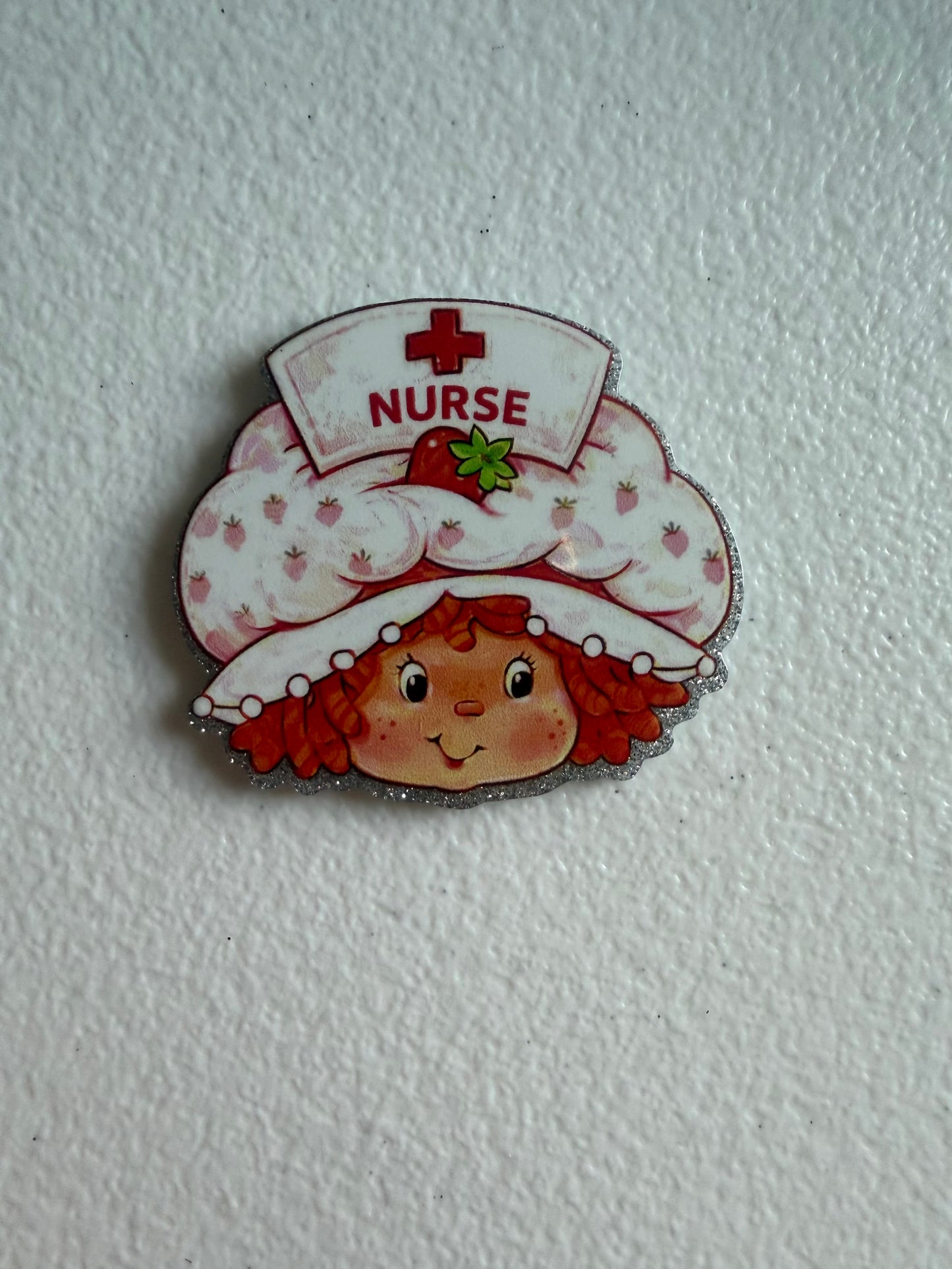 Strawberry Shortcake nurse badge reel