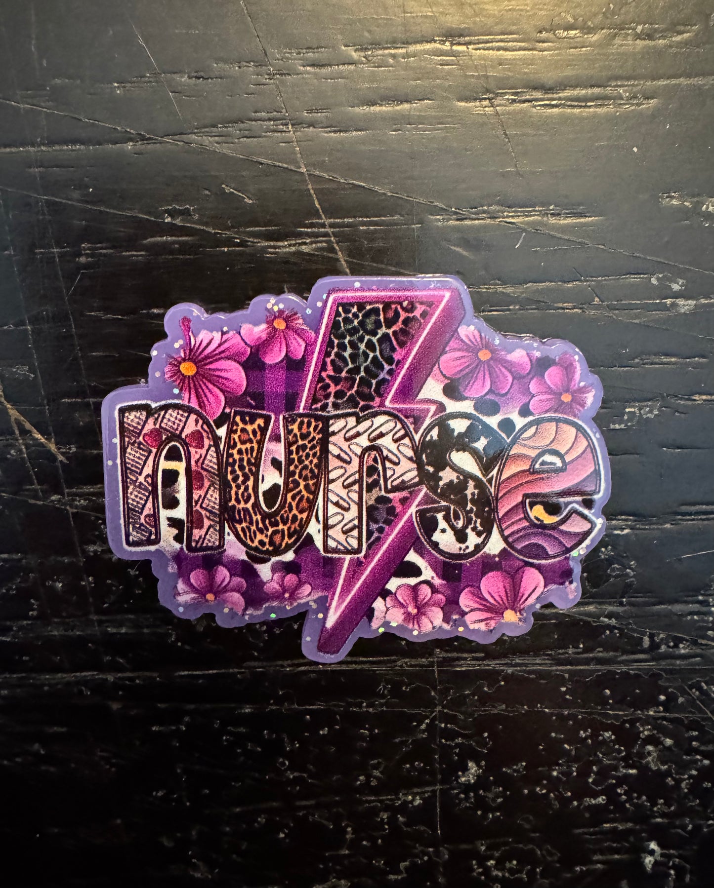 Purple nurse badge reel