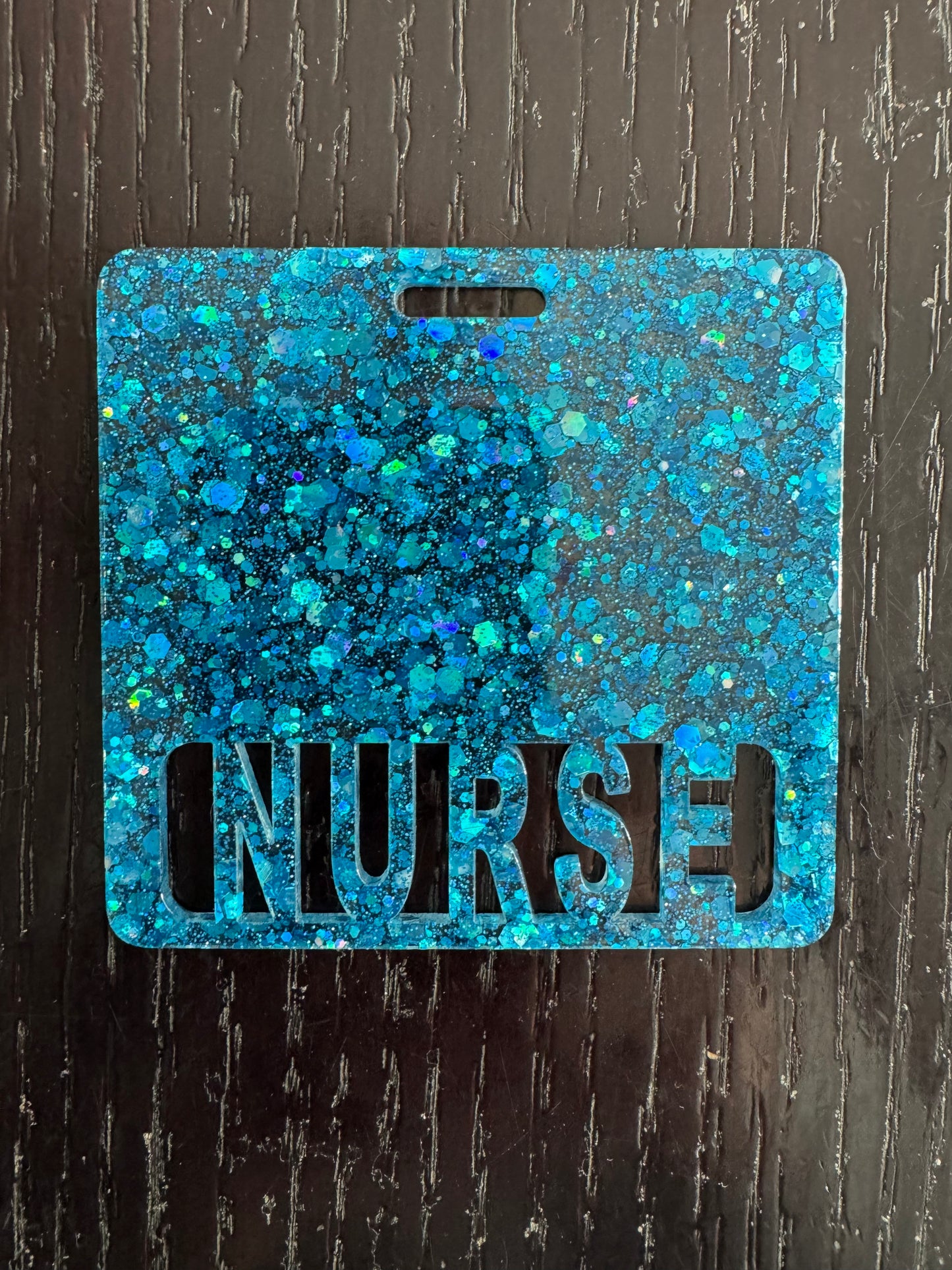 Nurse blue glitter badge buddy