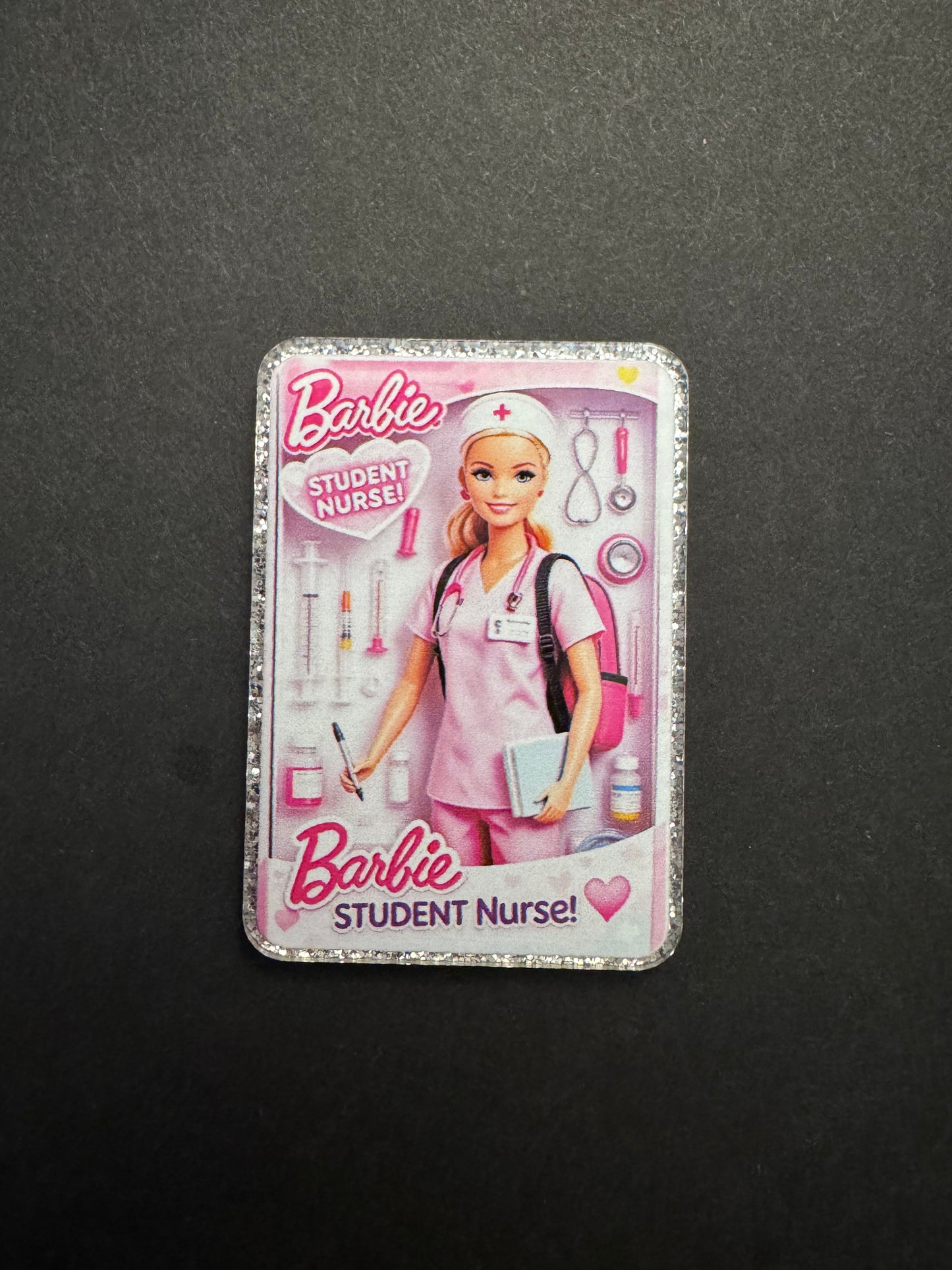 Barbie student nurse badge reel