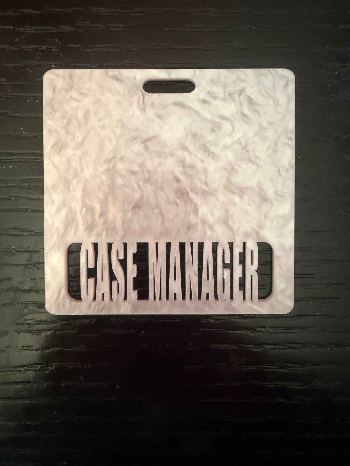 Case manager badge buddy (light pink marble)