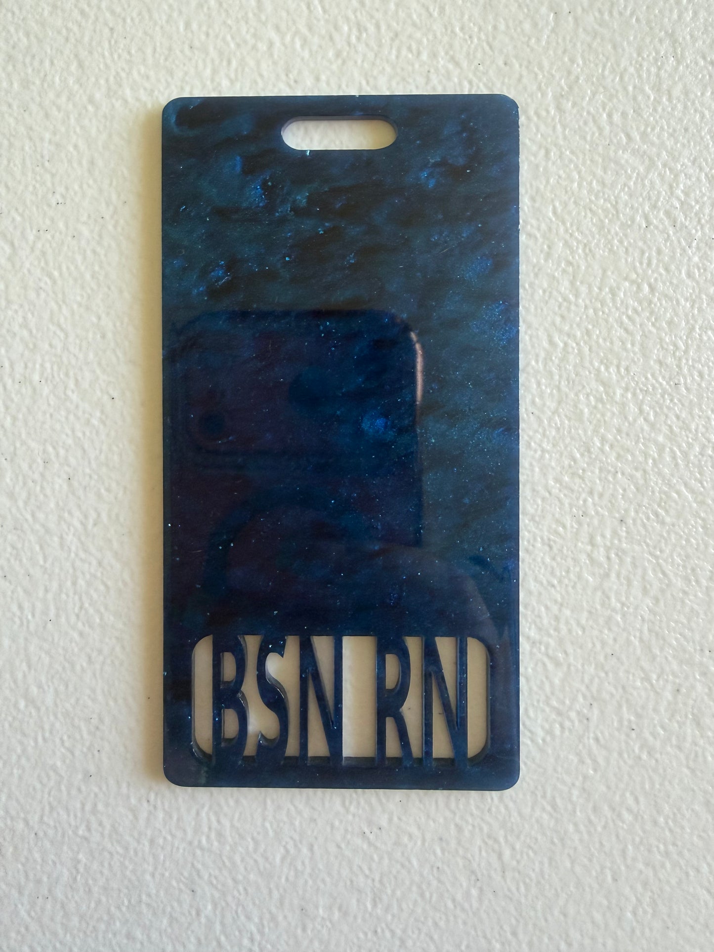 BSN RN vertical badge buddy (blue marble)