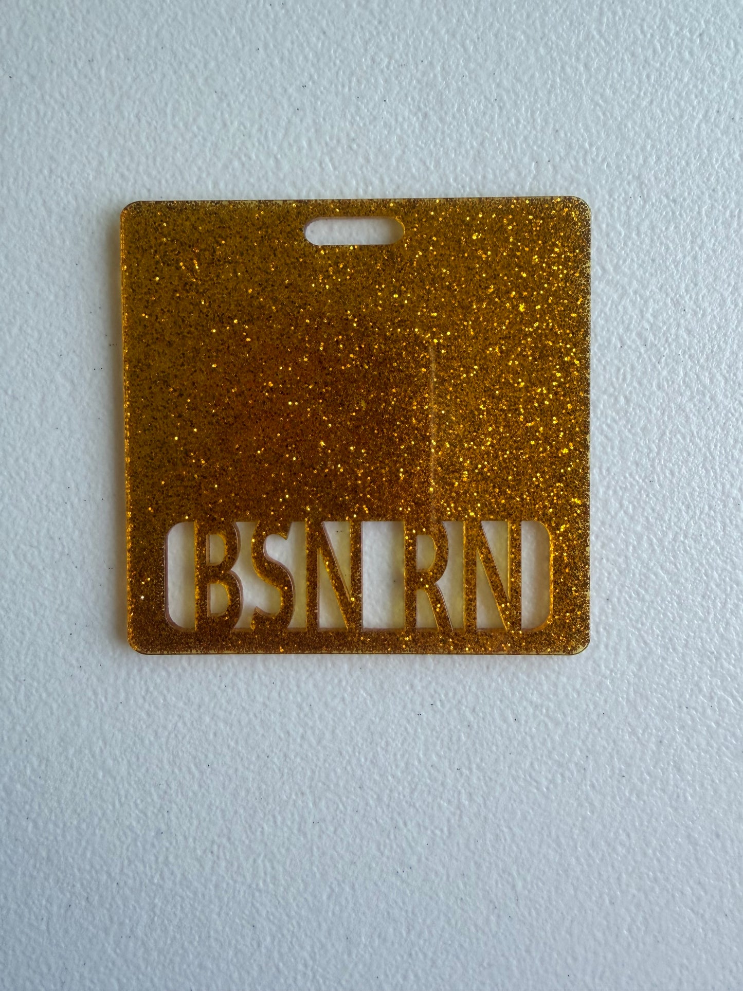 BSN RN badge buddy (gold glitter)