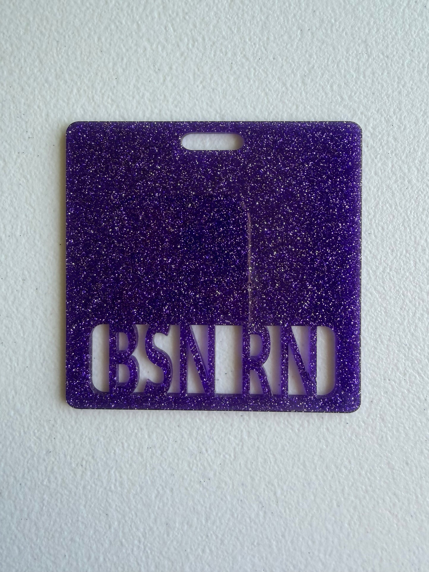 BSN RN badge buddy (dark purple glitter)