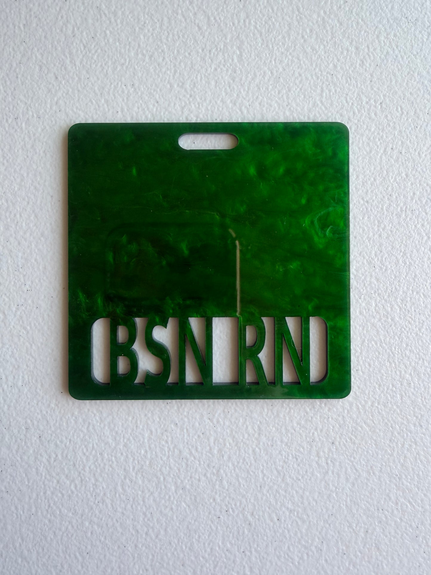 BSN RN badge buddy (green marble)