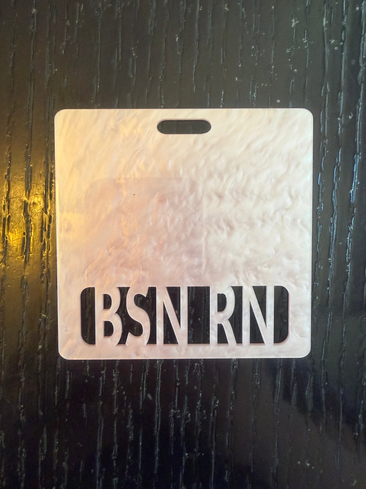 BSN RN badge buddy (light pink marble)