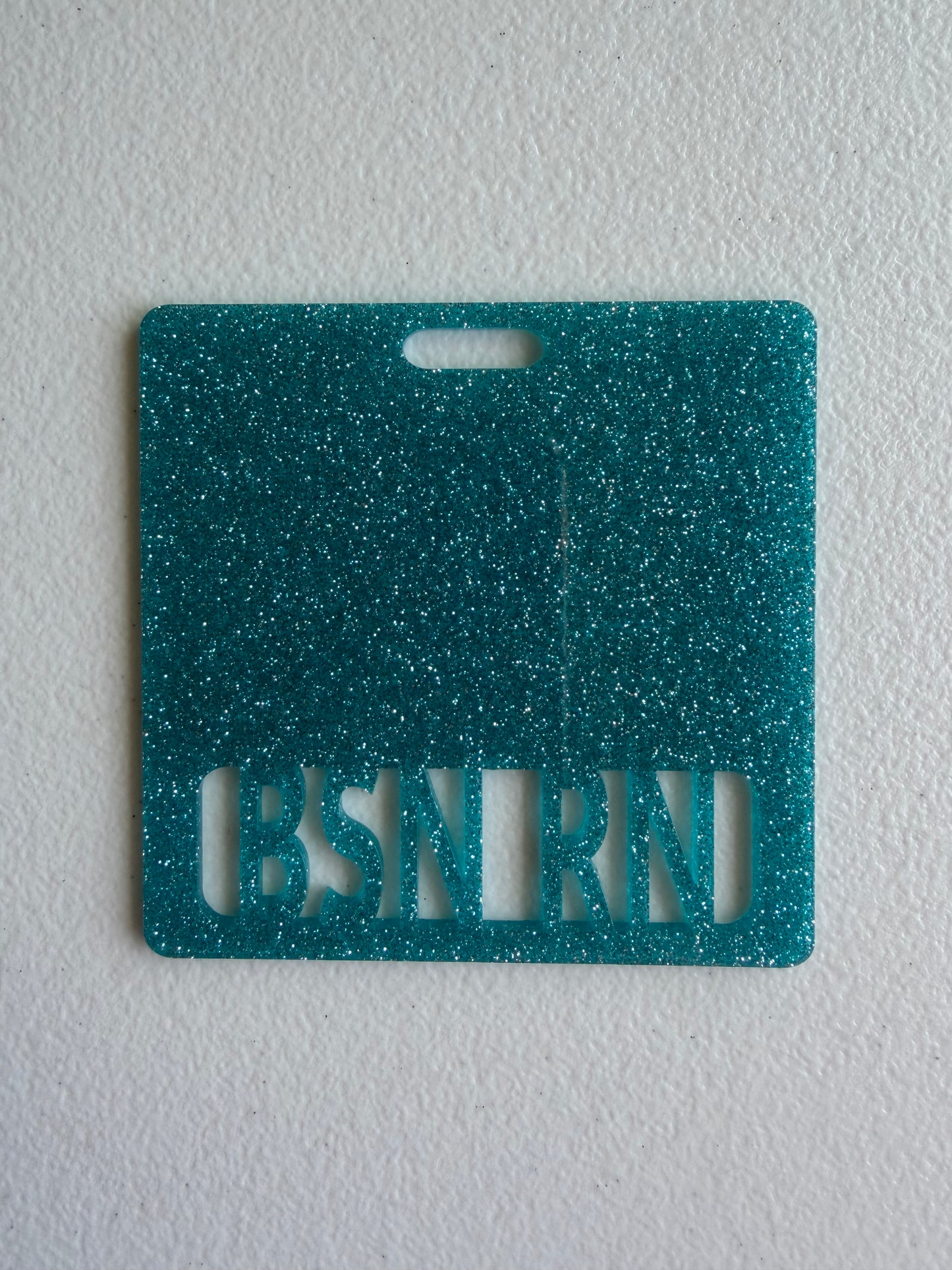 BSN RN badge buddy (teal glitter)