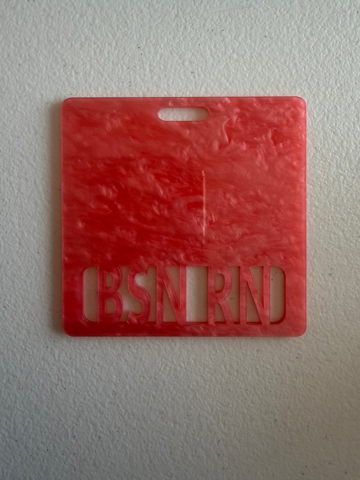 BSN RN badge buddy (peach marble)