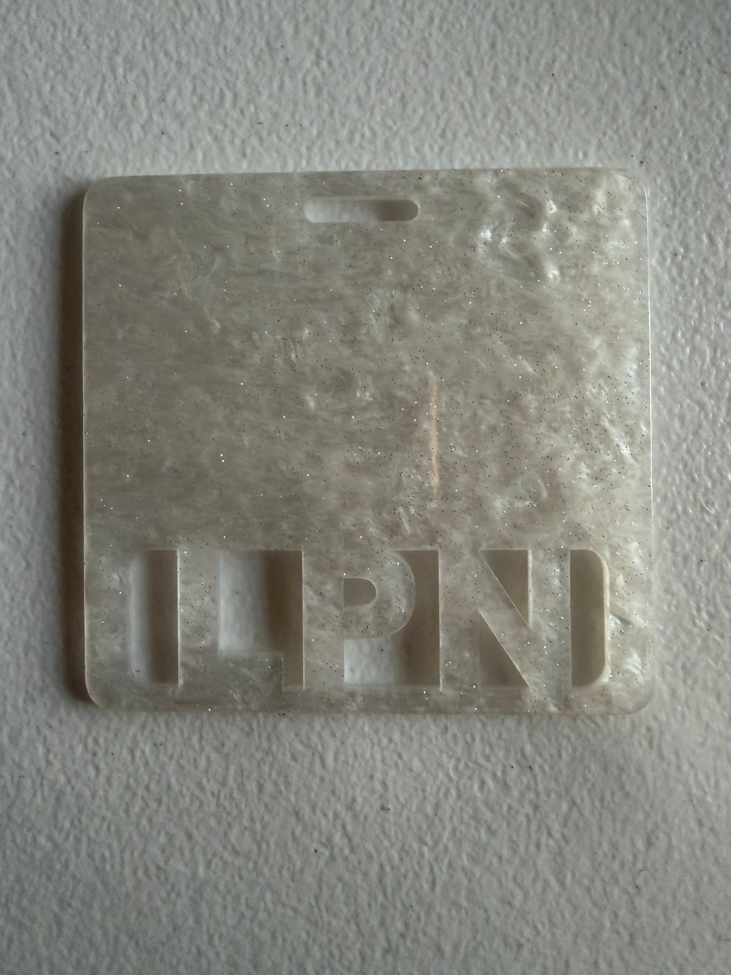 LPN badge buddy (white marble)