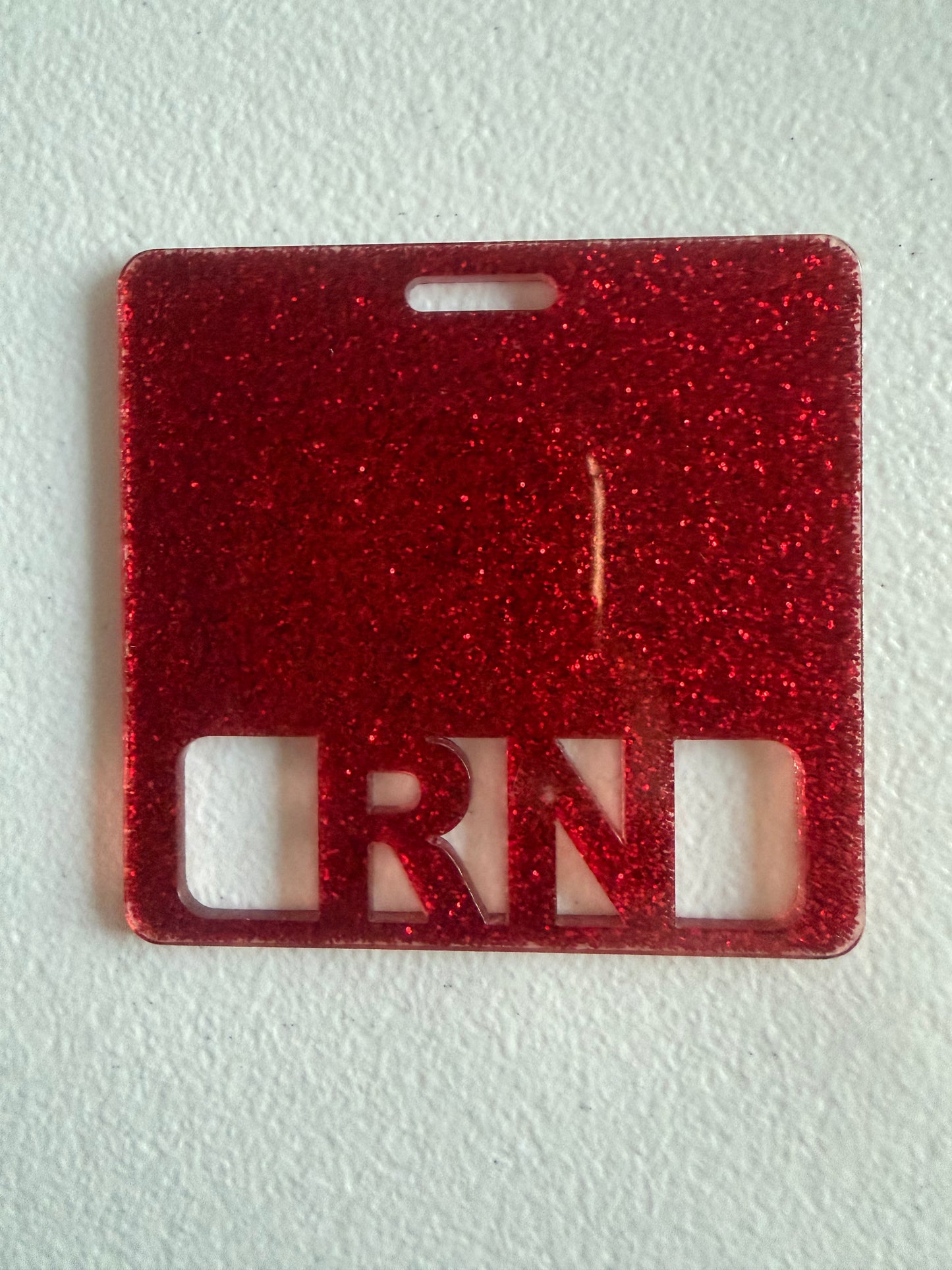 RN badge buddy (red glitter)