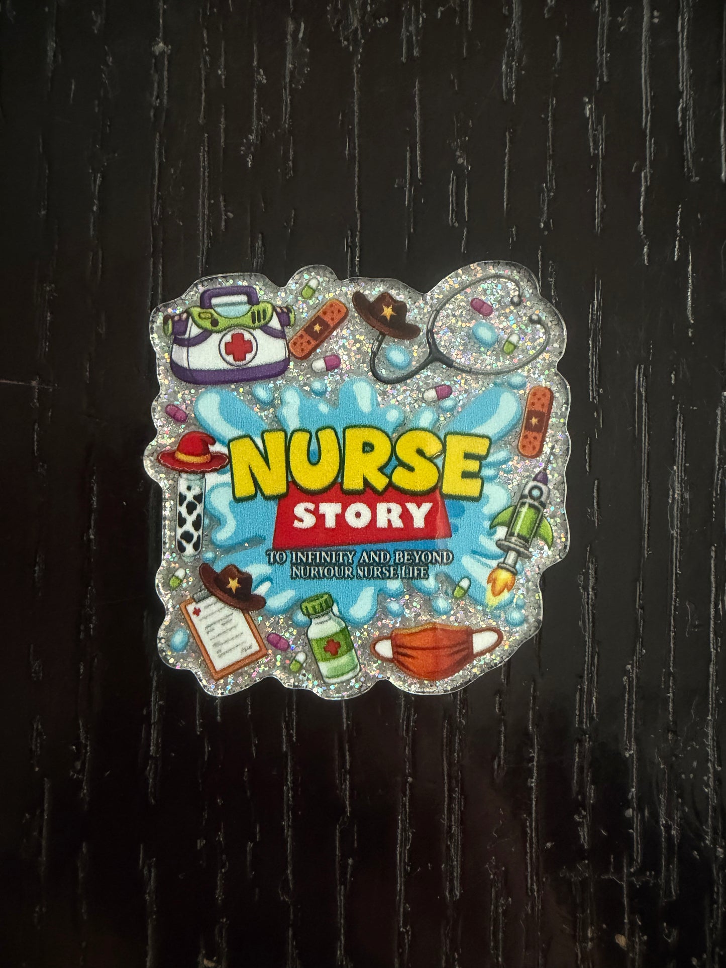 Nurse Story badge reel (silver background)