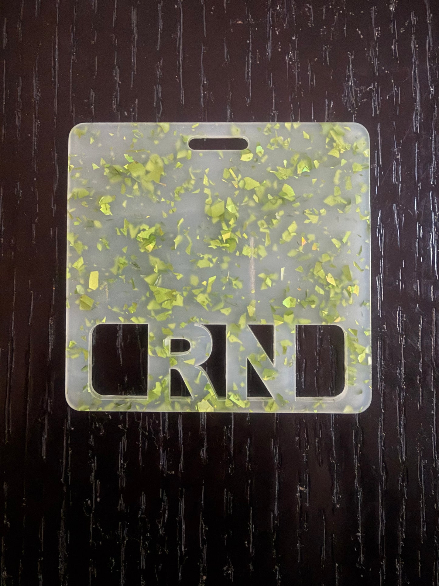 RN badge buddy (Green foil flakes)