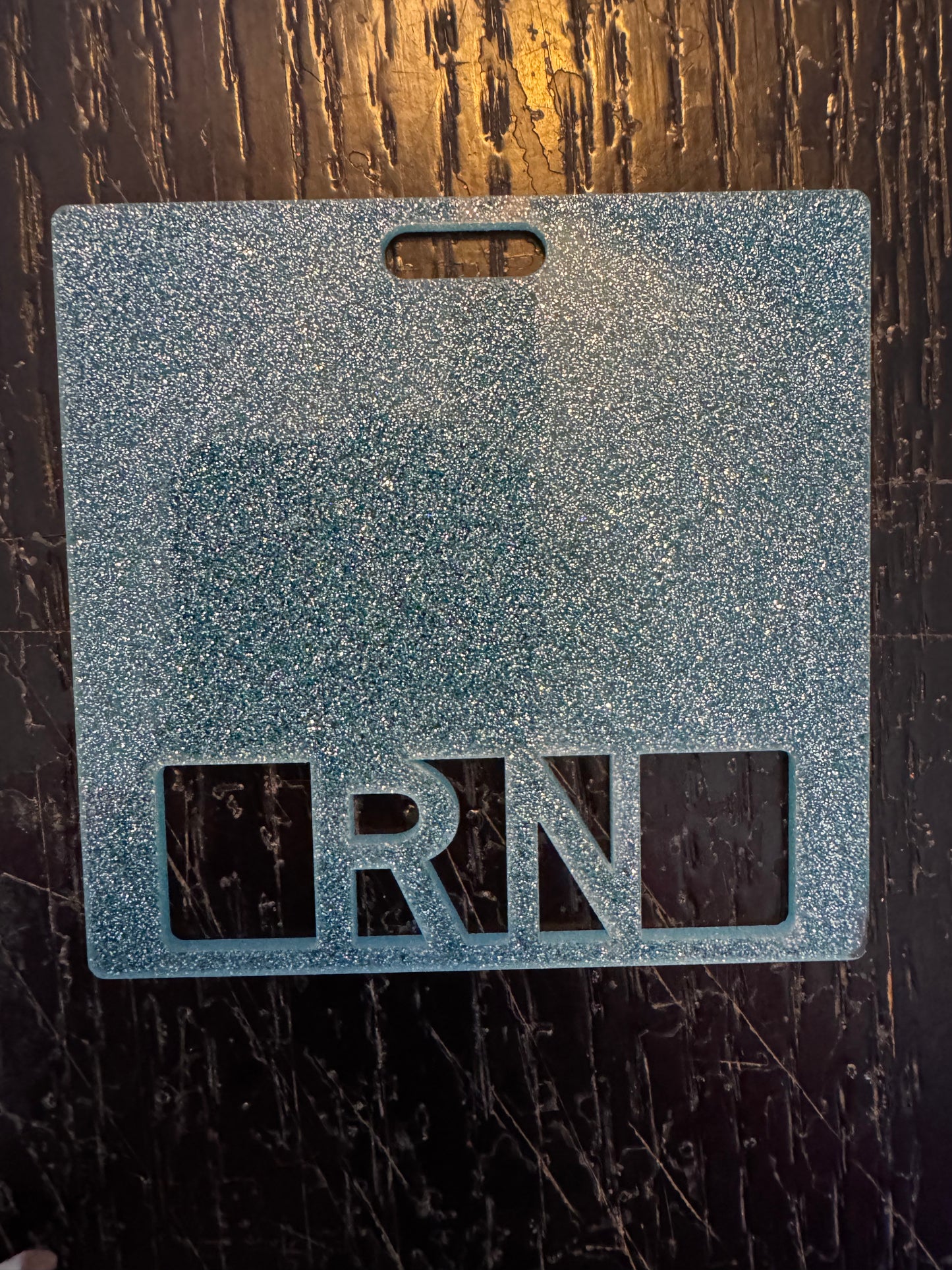 RN badge buddy (blue glitter)