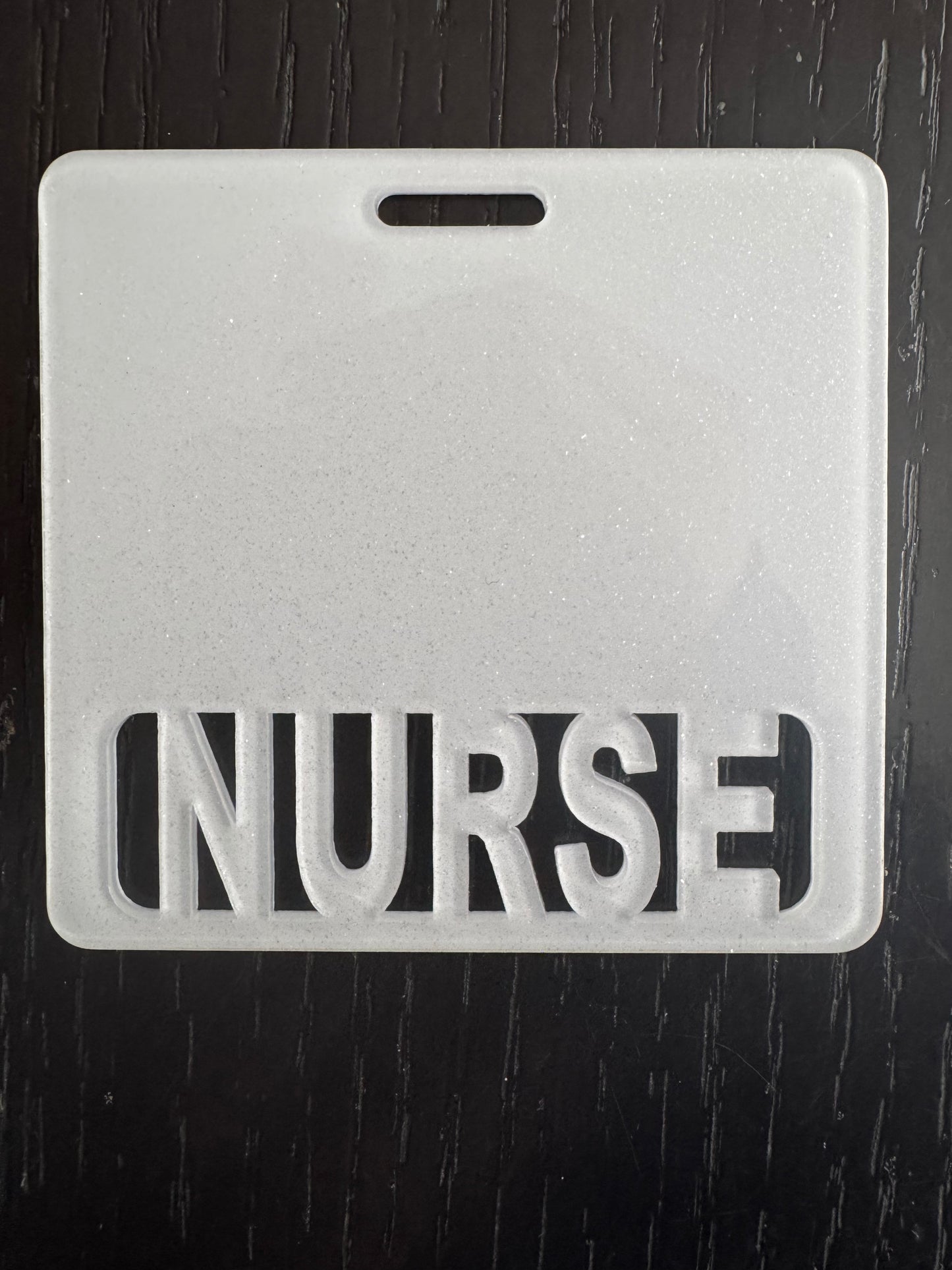 Nurse badge buddy white glitter