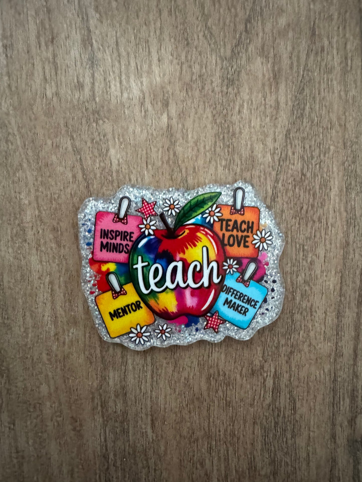 Teacher badge reel (silver background)