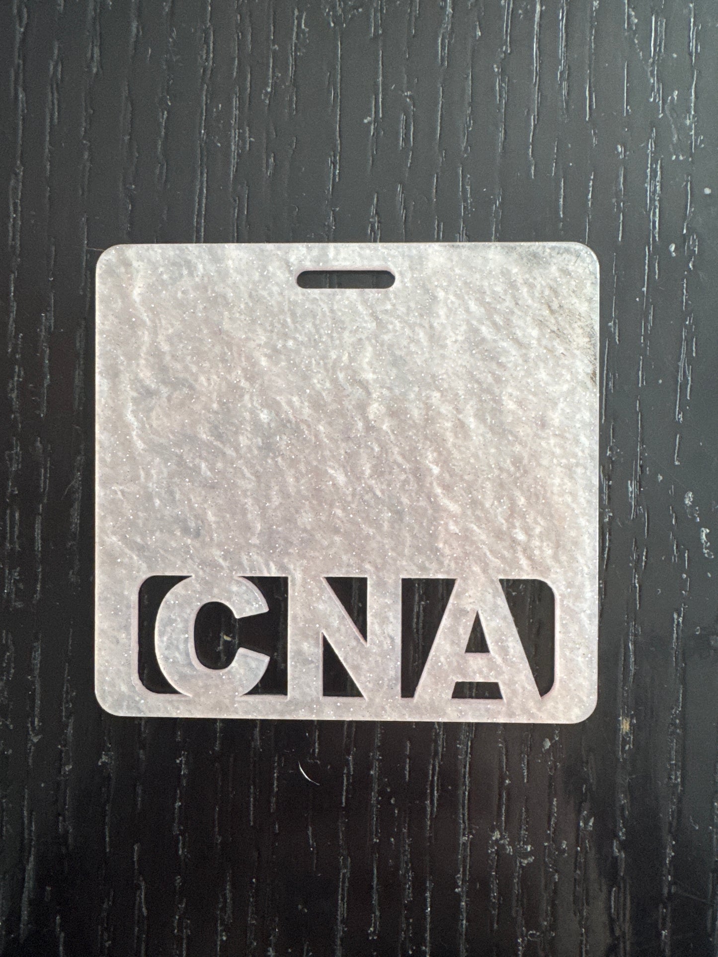 CNA light pink marble badge buddy