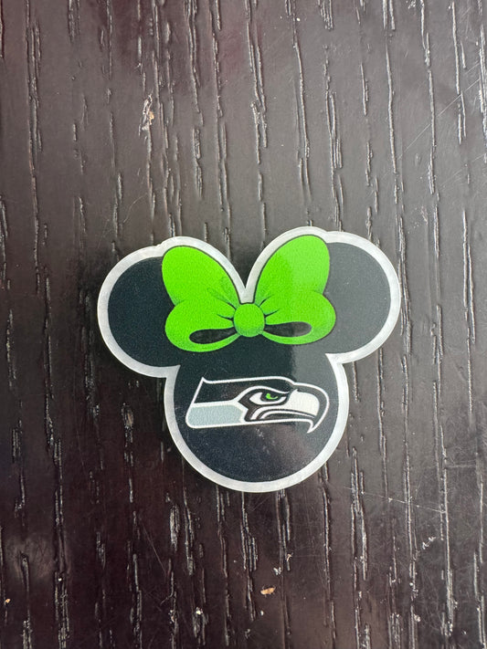 Seahawks Minnie head badge reel