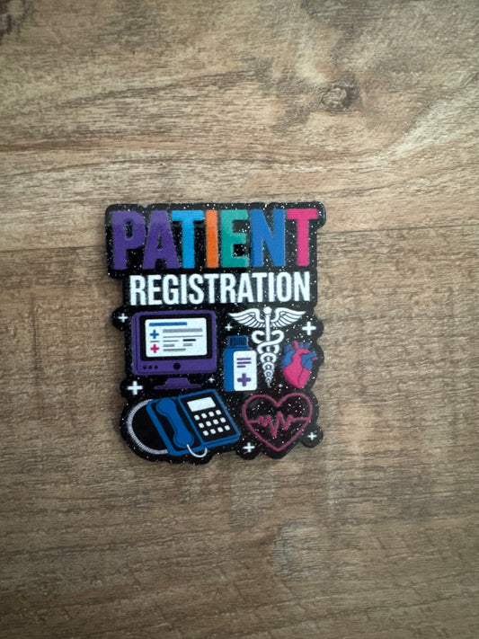 Patient registration badge reel