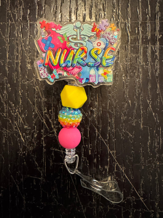 Nurse shaker badge reel