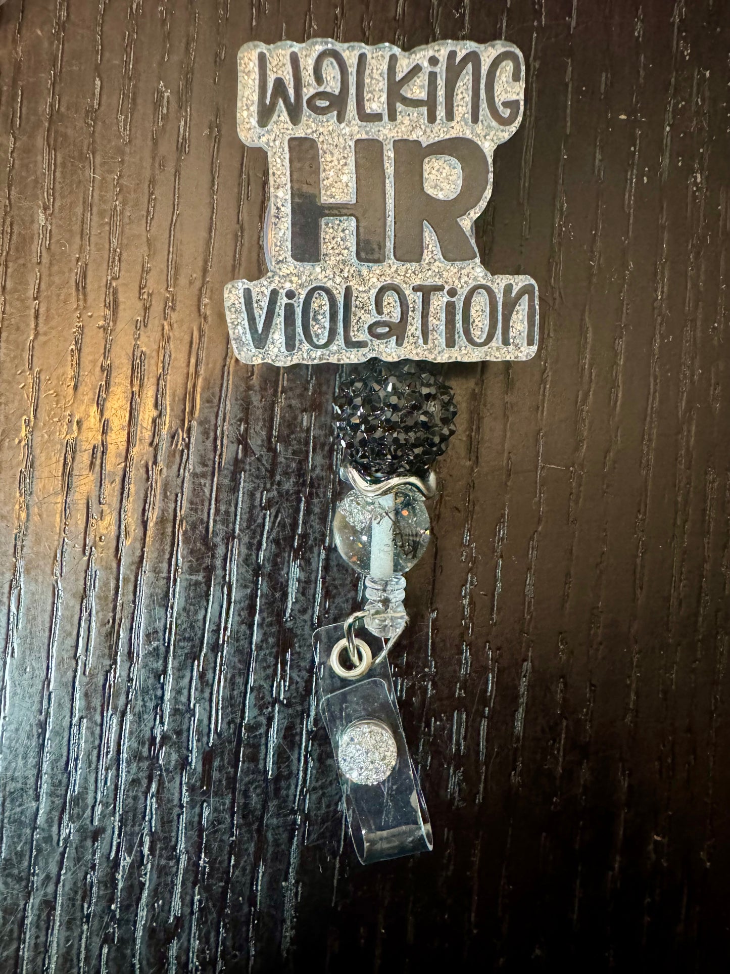 Walking HR (silver) violation badge reel