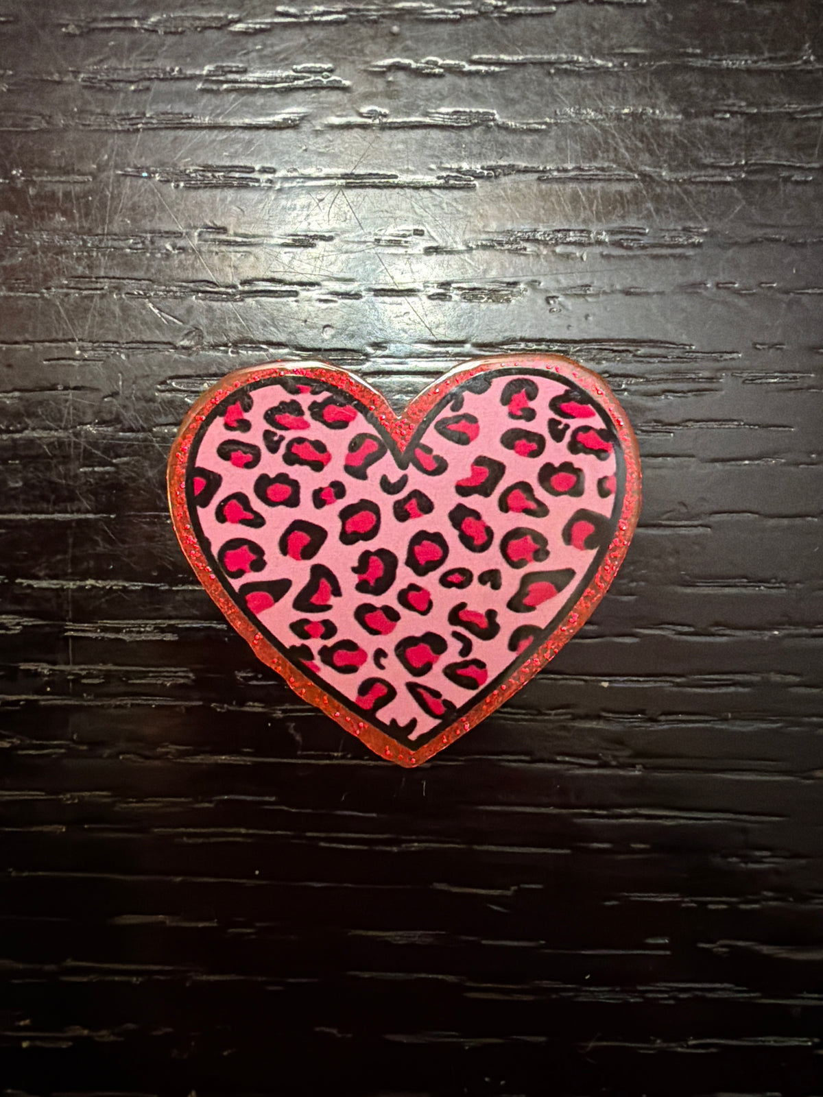 Leopard heart badge reel
