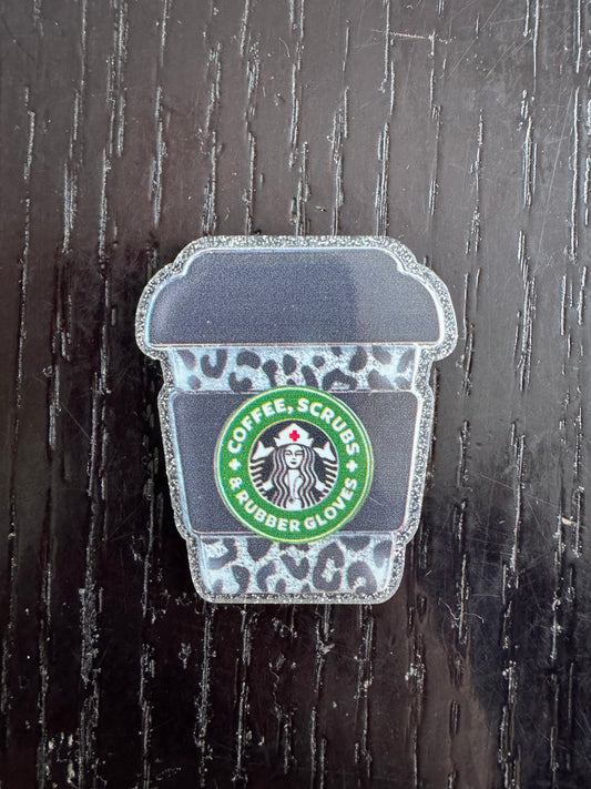 Coffee,Scrubs & Rubber gloves  badge reel