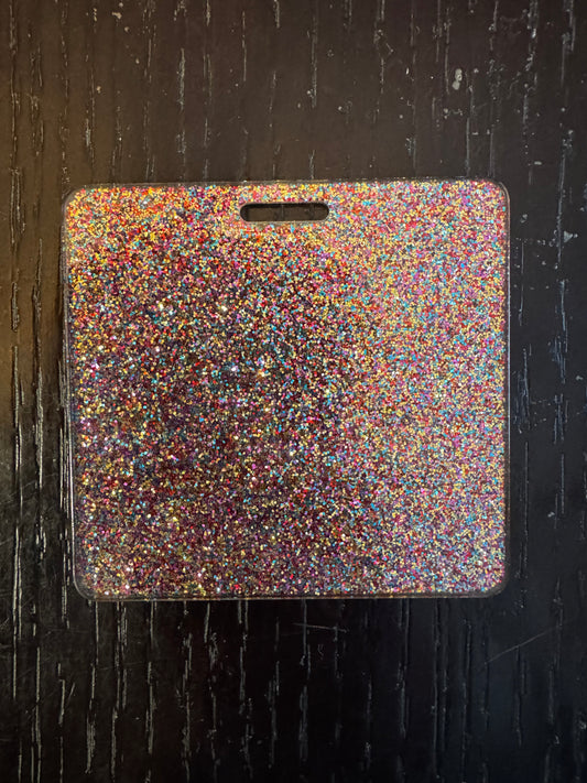 Blank rainbow glitter badge buddy