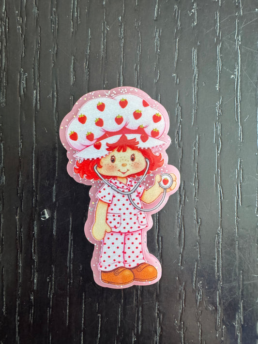 Strawberry Shortcake nurse badge reel