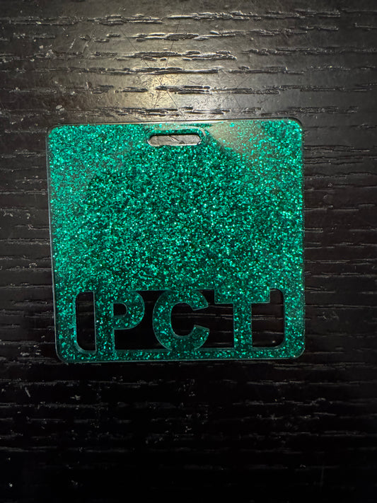 PCT Green glitter Badge Buddy