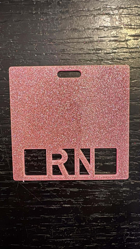RN badge buddy (light pink glitter)