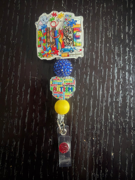 Autism nurse badge reel
