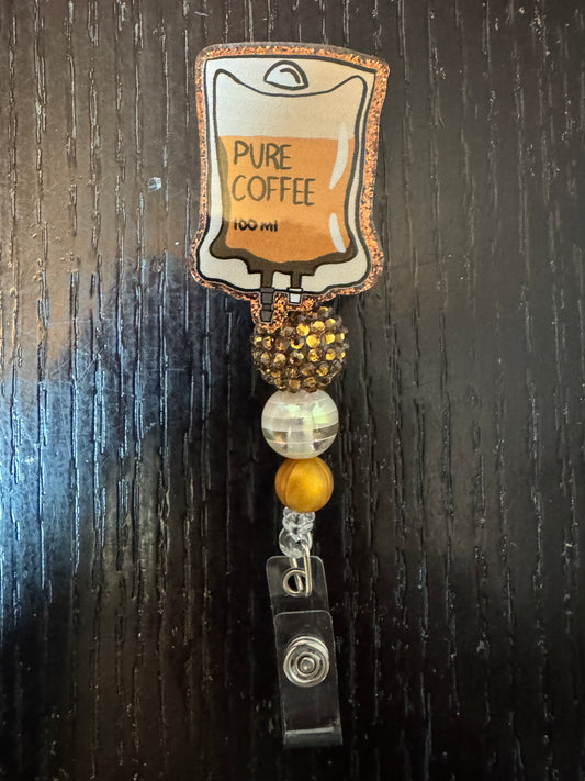 Pure coffee badge reel