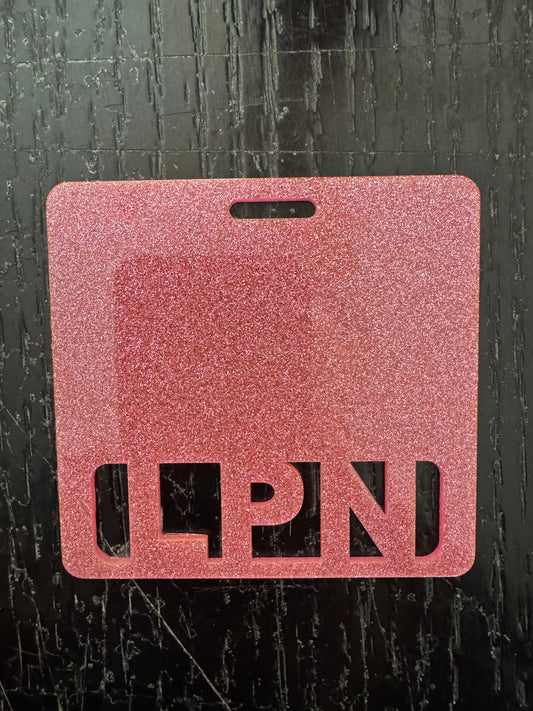LPN badge buddy (light pink glitter)