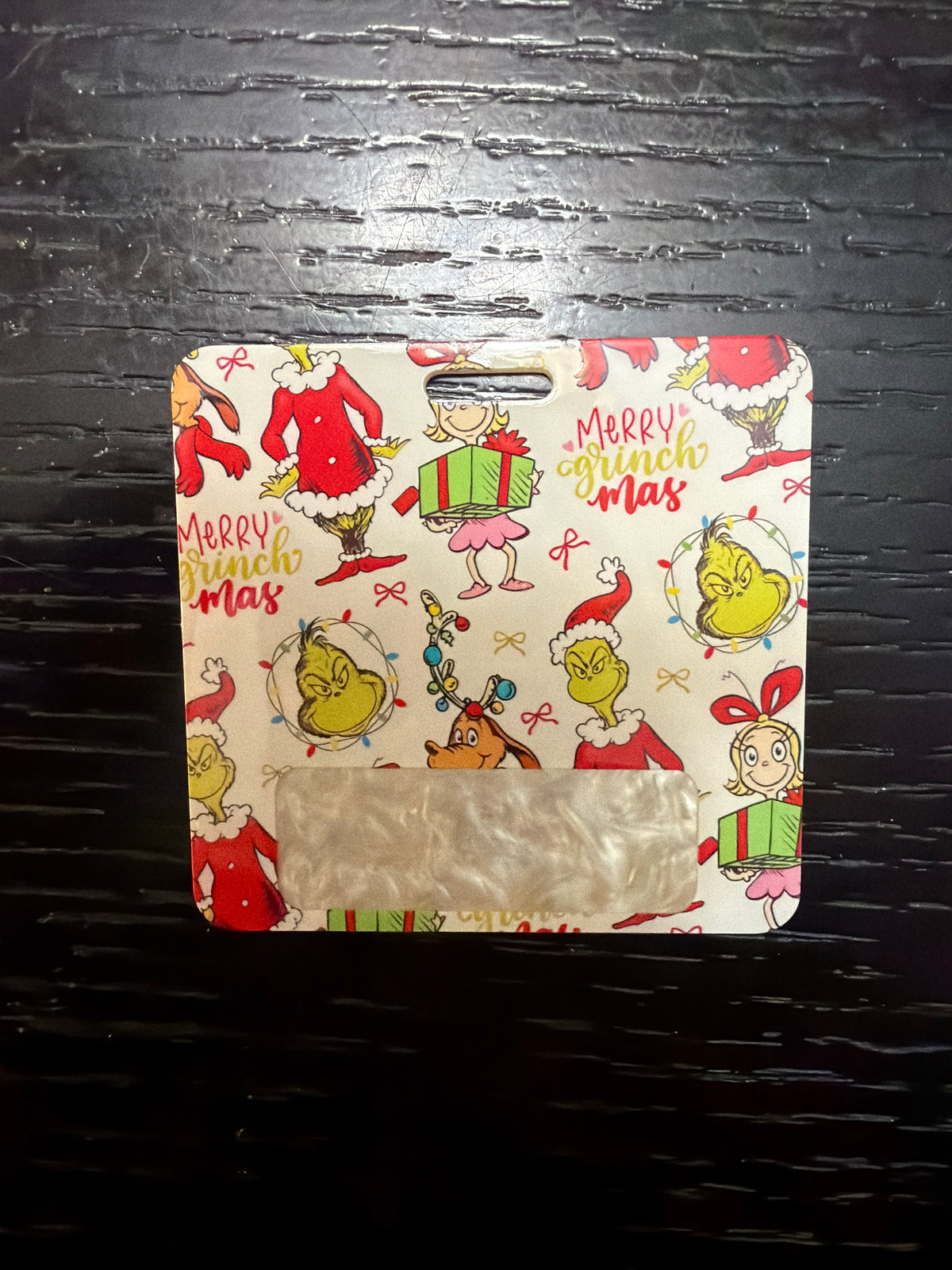 Christmas Grinch badge buddy