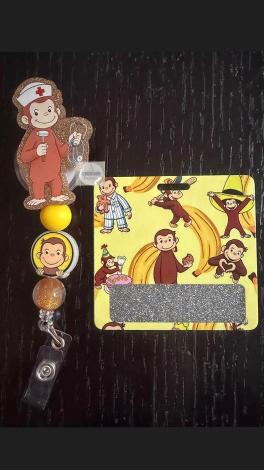 Curious George badge reel & badge buddy