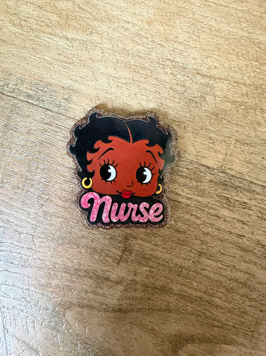 Betty Boop nurse badge reel