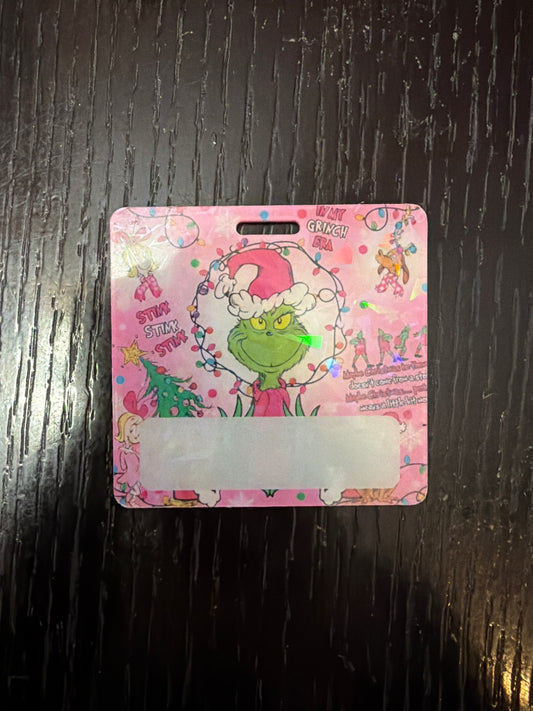 Christmas Grinch double sided holographic badge buddy