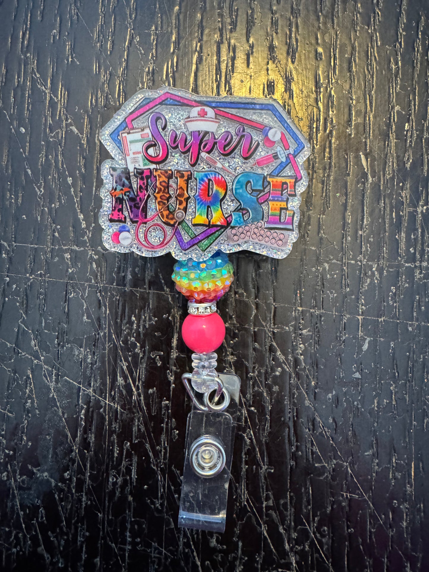 Super nurse badge reel