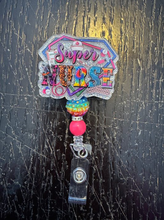 Super nurse badge reel